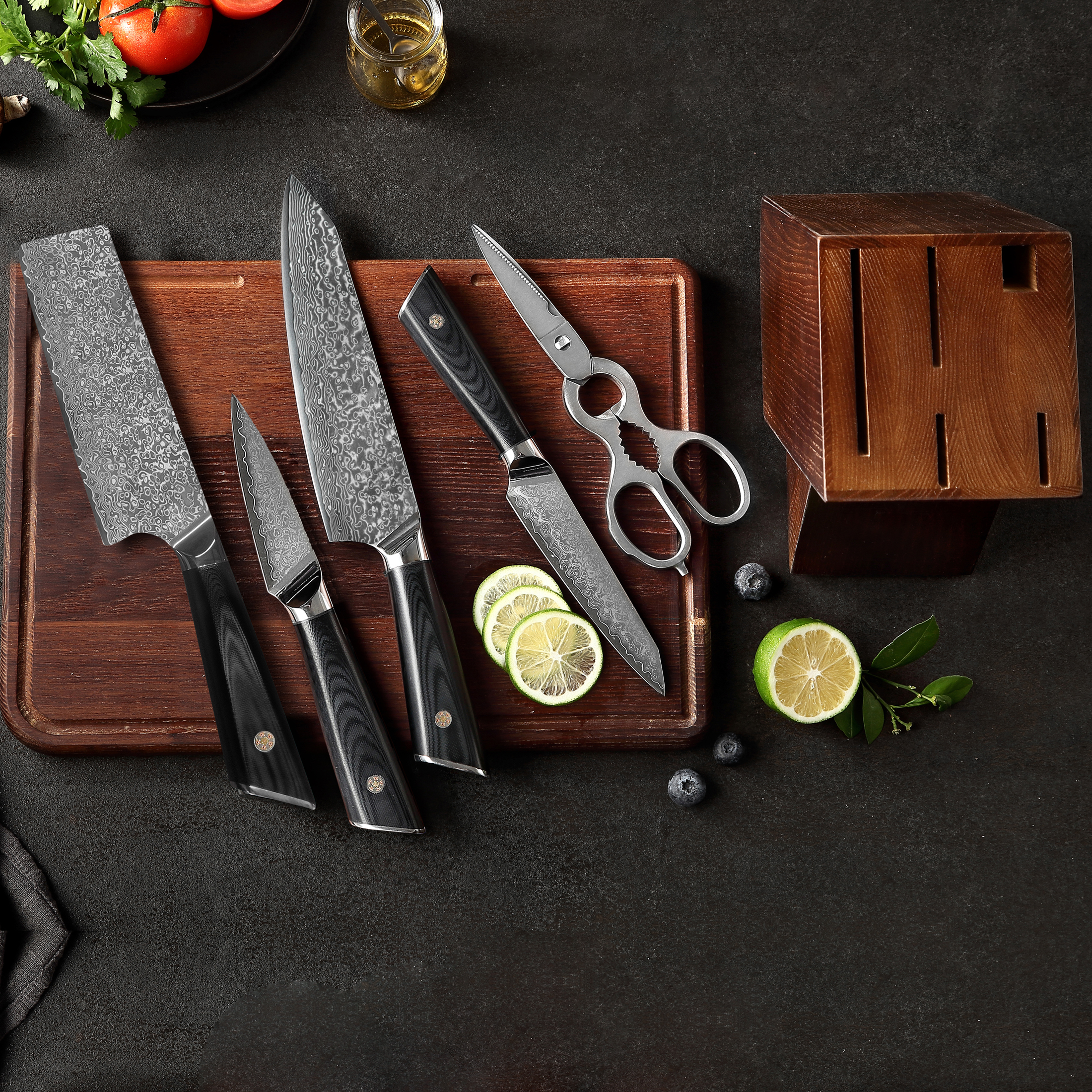 Damascus Steel Kitchen Knife Set, Stainless Steel Kitchen Knives, Chef Knife,  Fruit Knife, Chopping Bone Knife, Butcher Knife, Cutting Knife, Meat Knife,  Damascus Knife, Kitchen Supplies, Kitchen Gadgets, Useful Tool, Apartment  Essentials 